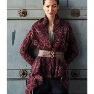 Anthropologie Sleeping On Snow Wool Blend Echoing Argyle Cardigan Sz M